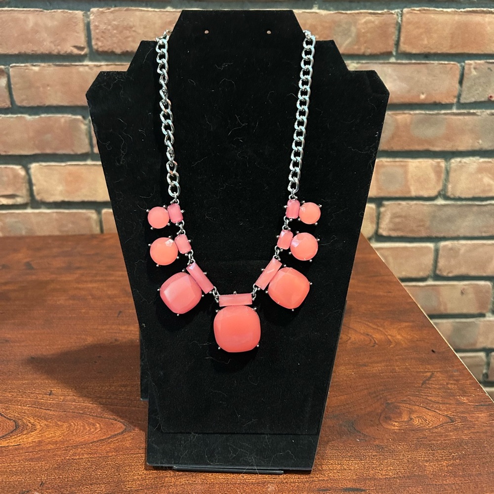 Source Unknown Coral Necklace with Silver Chain